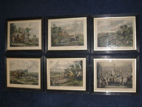 complete set of 6 batchelor's hall hunting prints