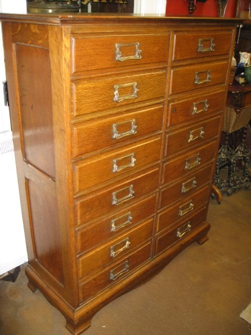 oak collectors cabinet with specimens