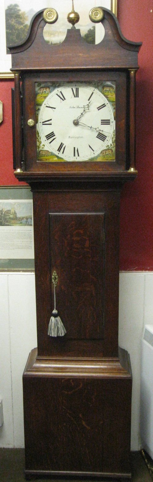 small oak grandfather clock