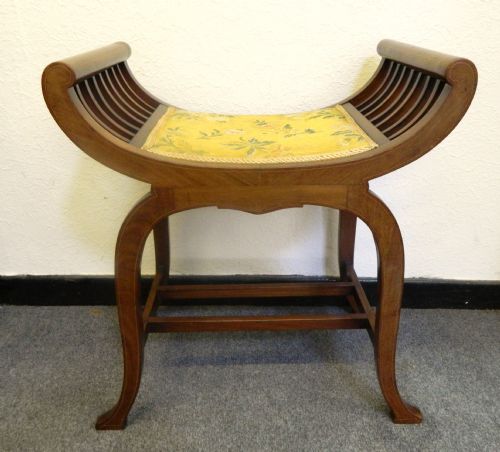 inlaid mahogany x frame stool