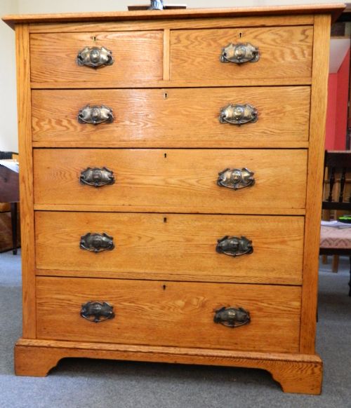 oak arts crafts tall chest of drawers