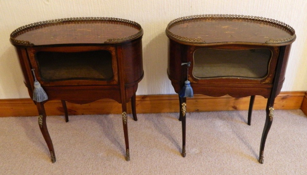 pair of inlaid side tables