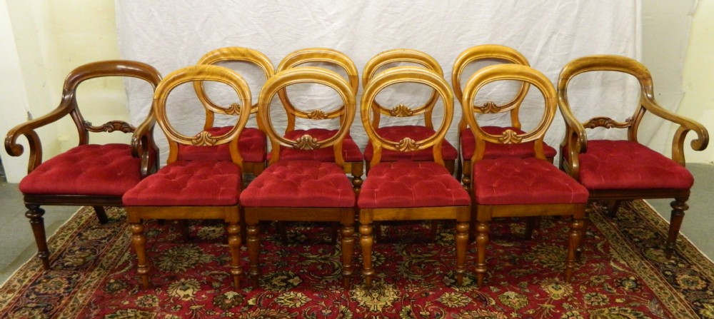 10 mahogany balloon back dining chairs