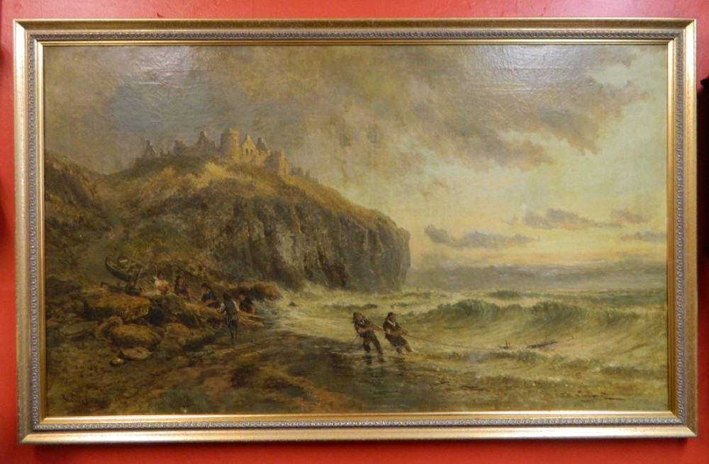 john syer jnr oil painting fishermen at flamborough head 1877