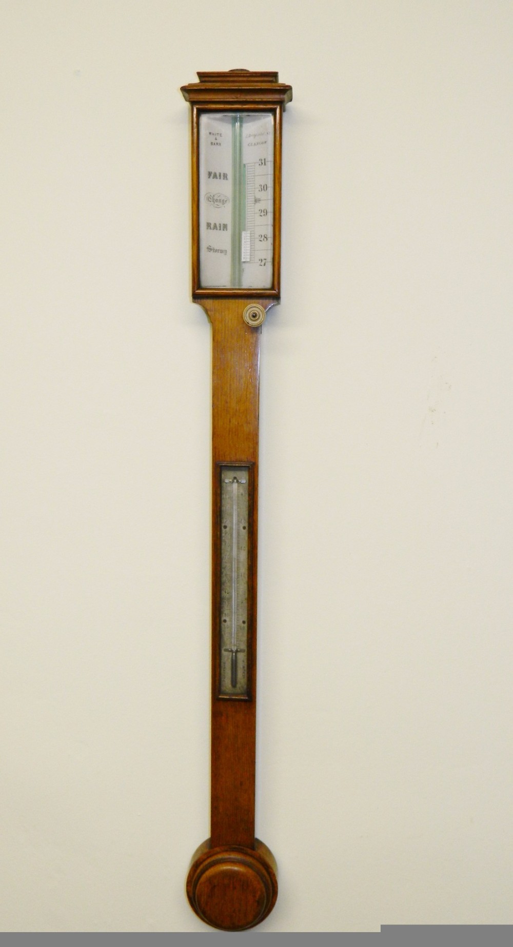 oak stick barometer white barr glasgow