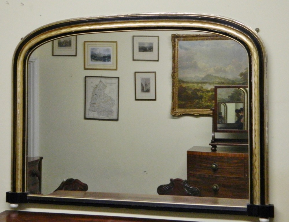 gilt black lacquer overmantel mirror