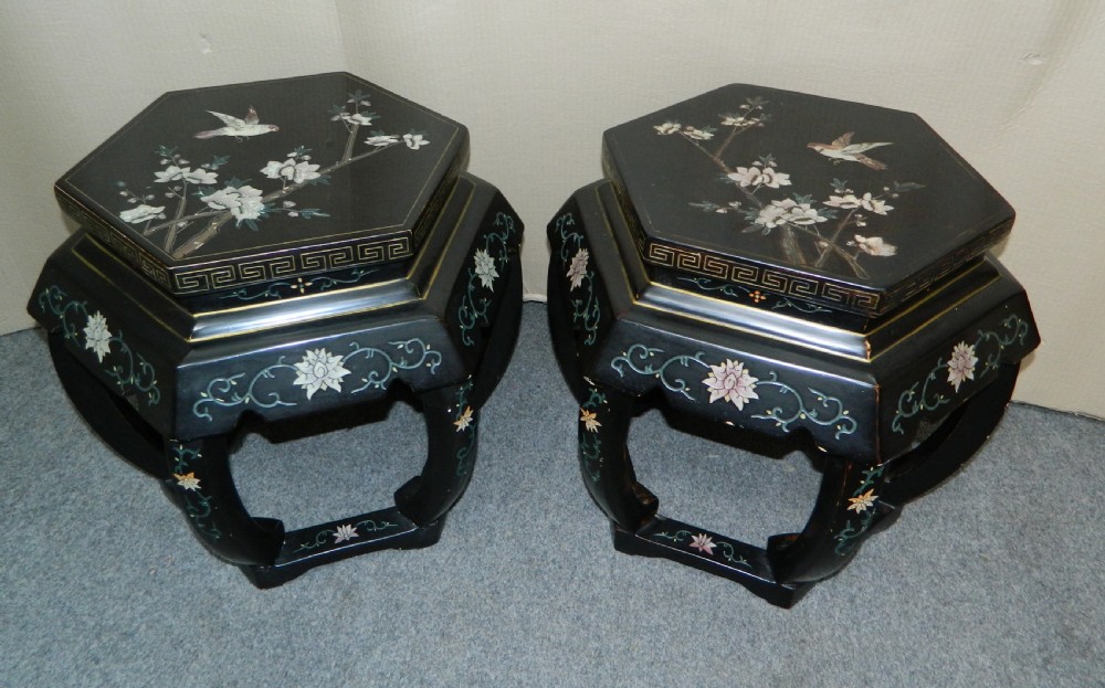 decorative pair of lacquered tables