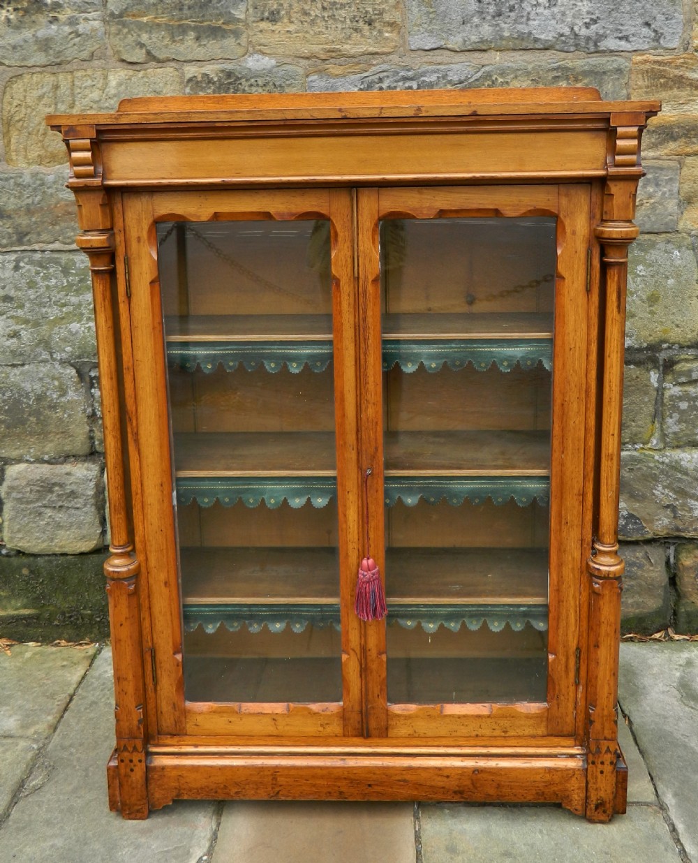 oak bookcase in the style of pugin