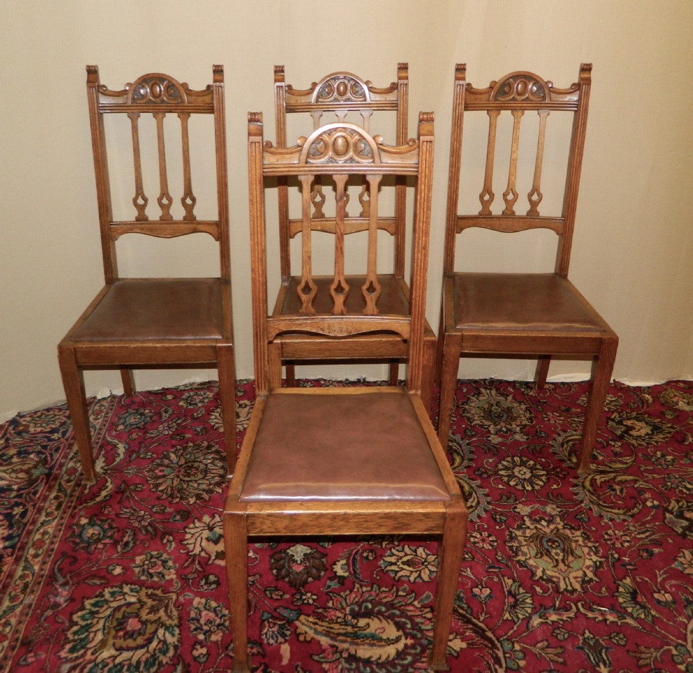 set of 4 oak arts crafts dining chairs