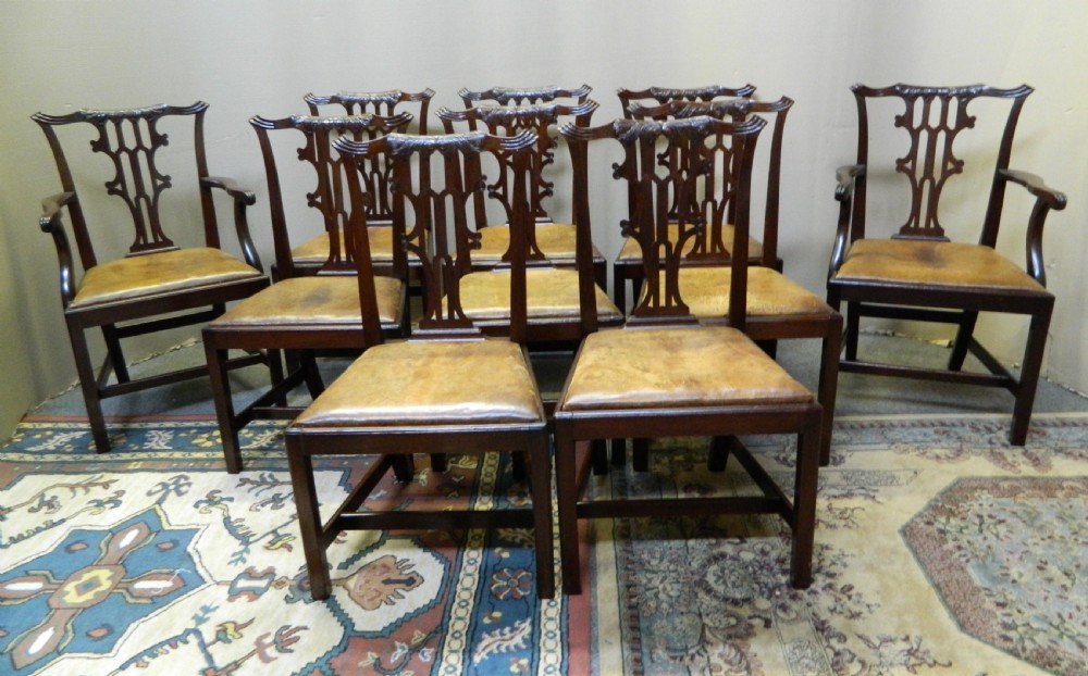 set of 10 mahogany dining chairs
