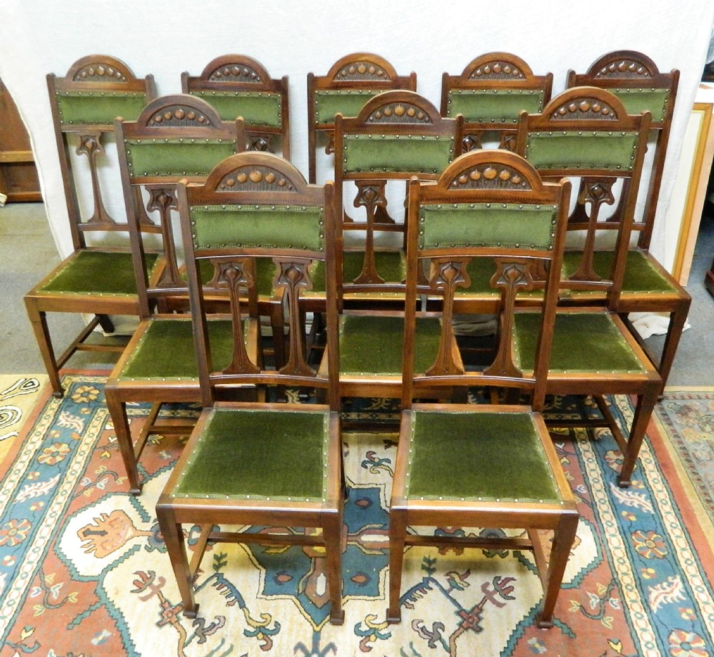 set of 10 art nouveau dining chairs