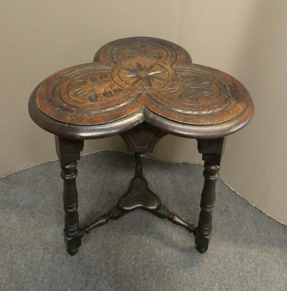 arts crafts oak trefoil table