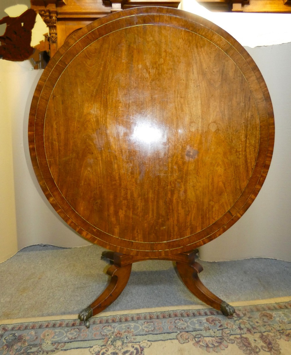 regency mahogany centre table with brass inlay