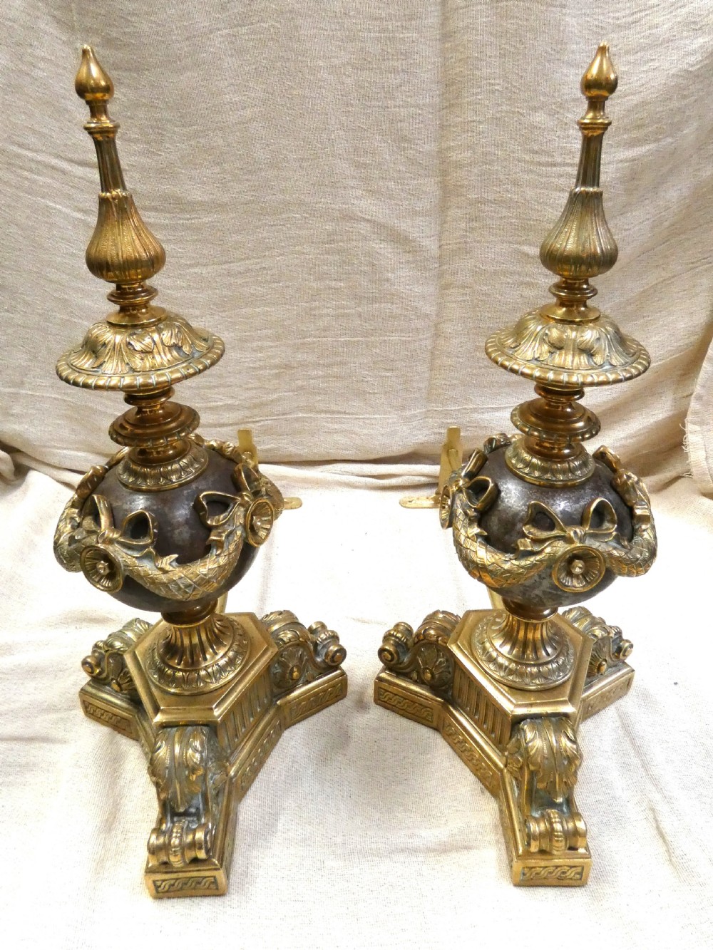 ornate pair of andirons