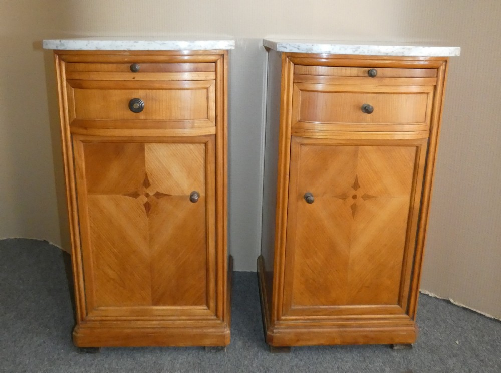 pair of satinwood bedside cabinets