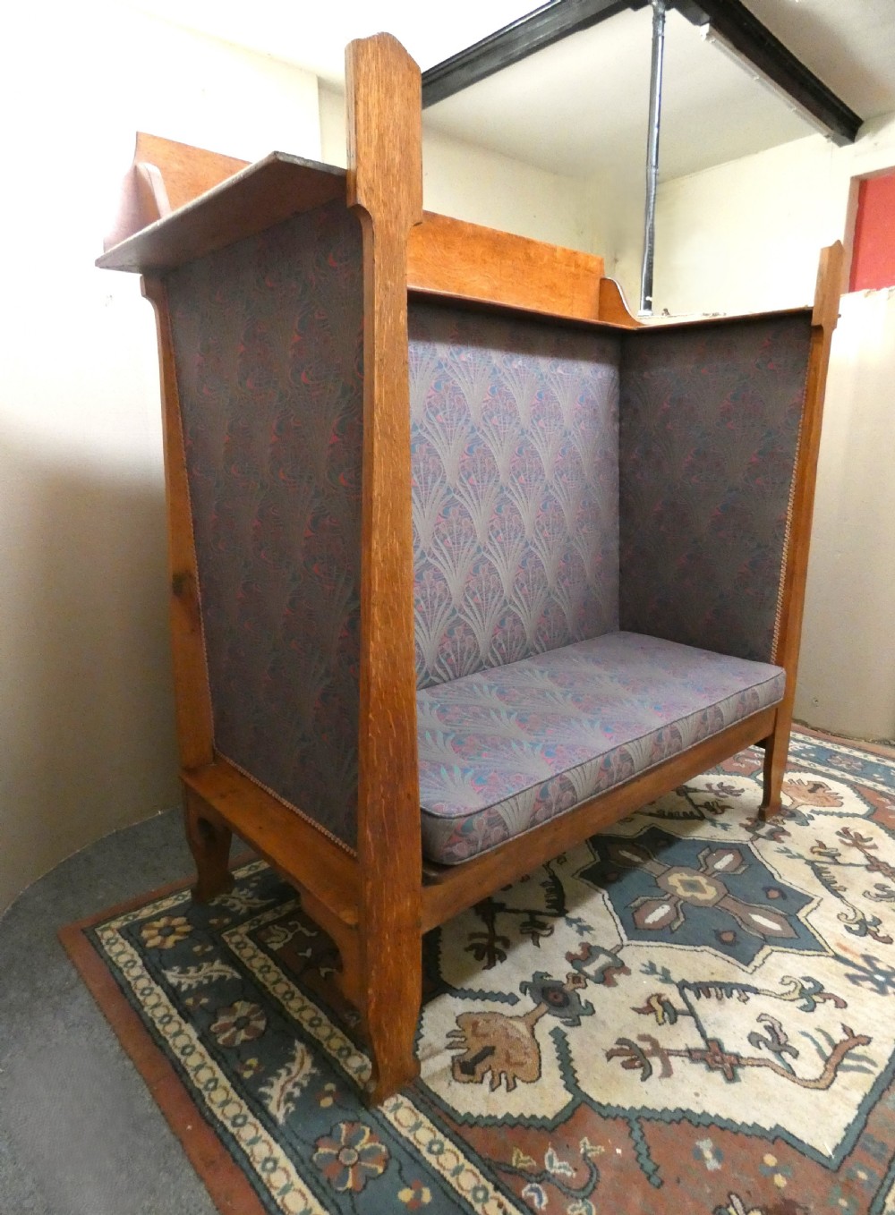 arts crafts oak settle