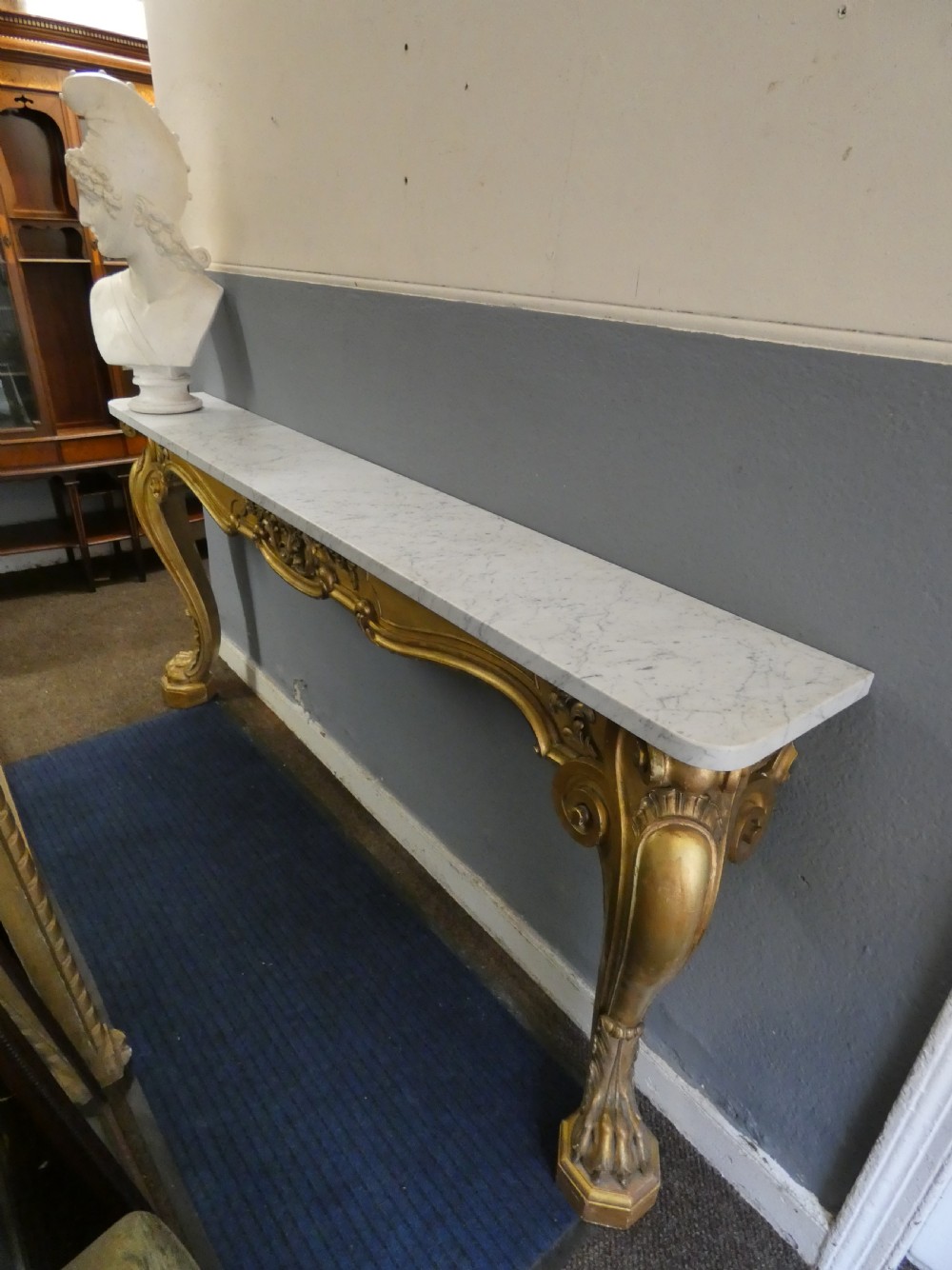 large gilt wood console table