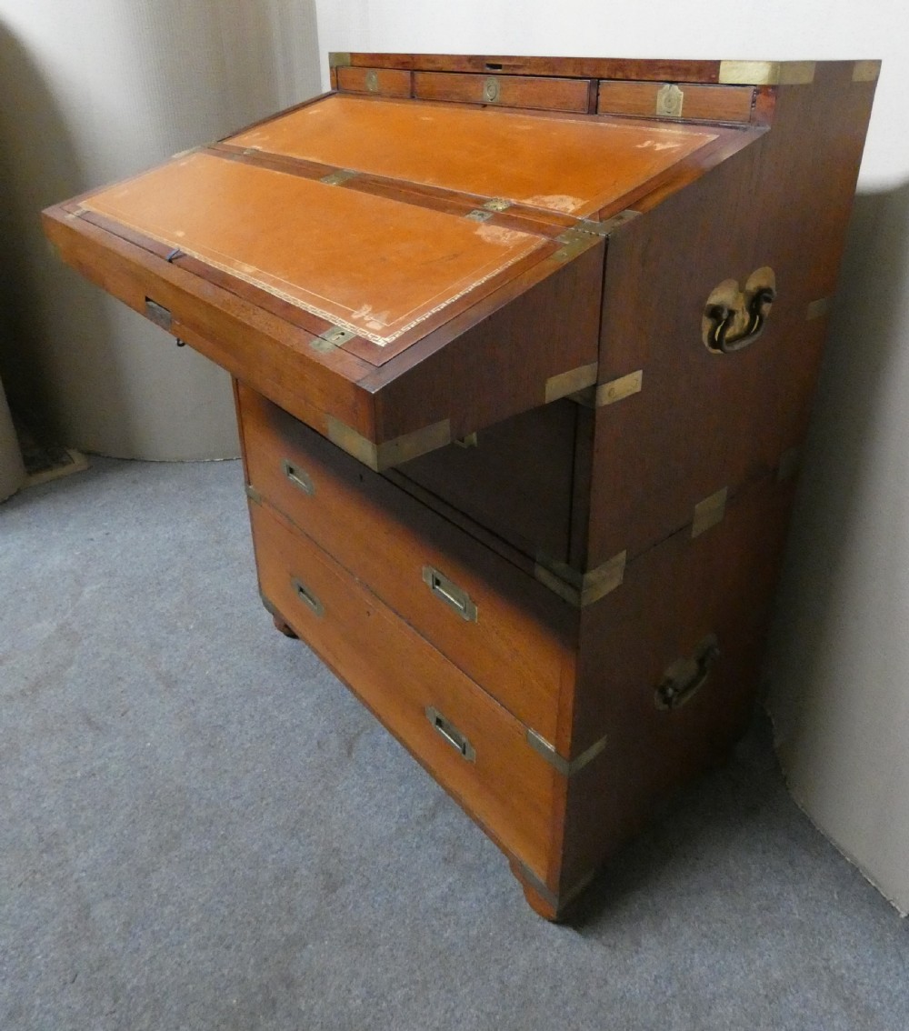 unusual teak campaign chest