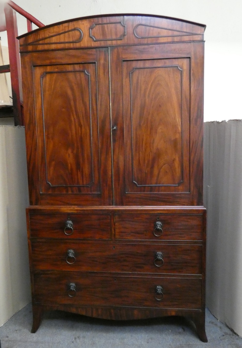 regency mahogany linen press