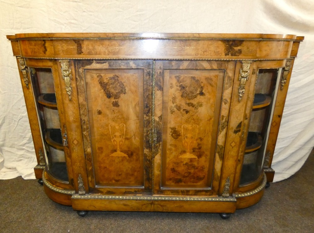 inlaid walnut credenza