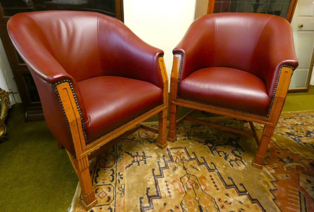 pair of leather club chairs tub chairs